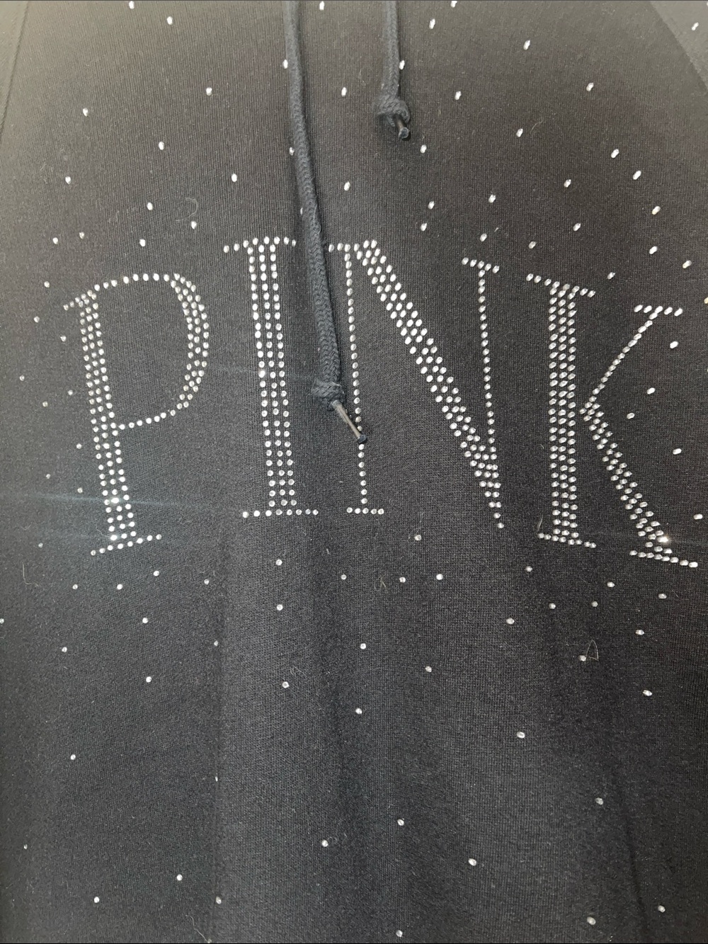 PINK Victoria's Secret Black Rhinestone Logo Crewneck Hoodie - Picture 2 of 4